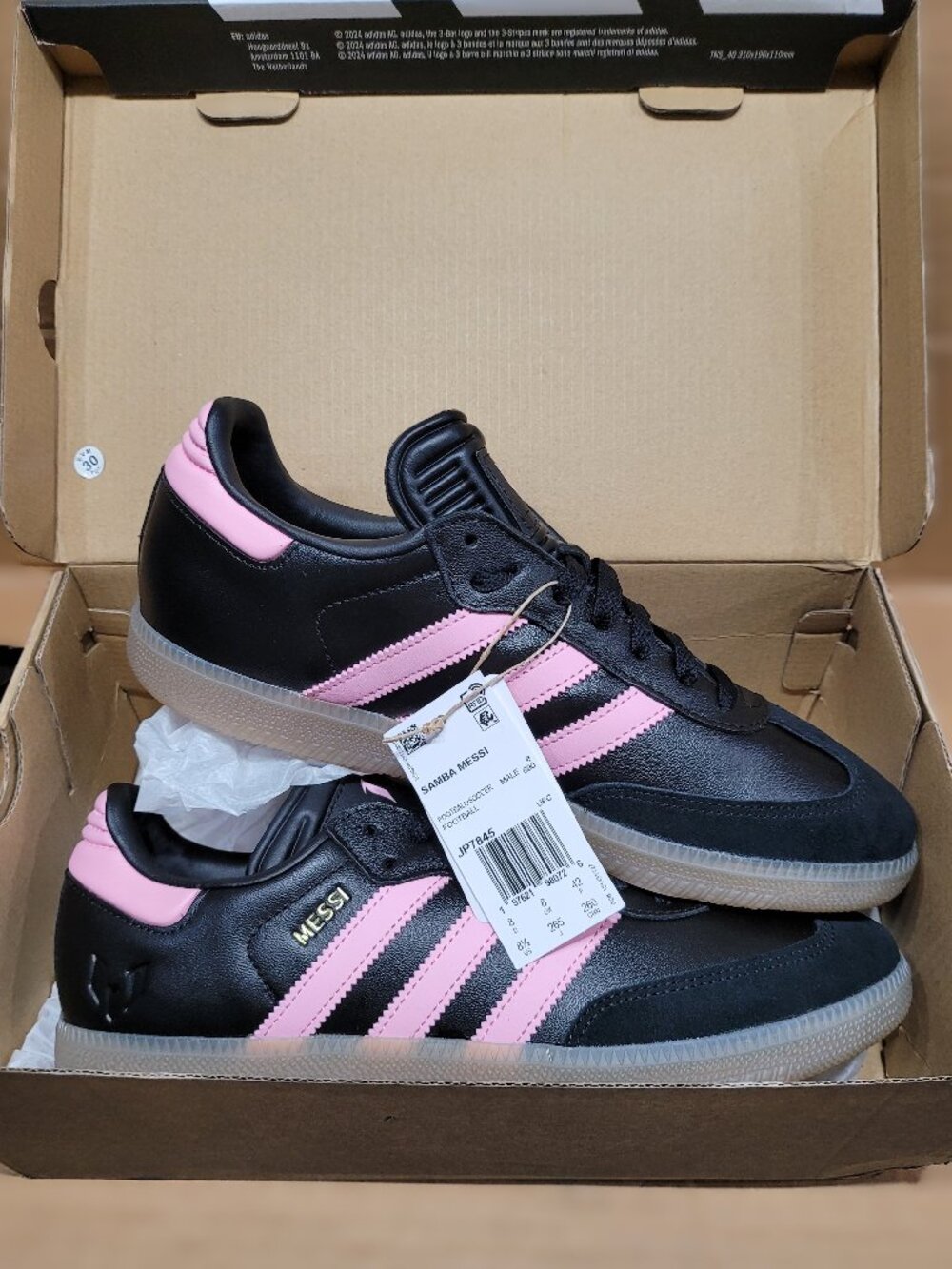 Adidas Samba Messi Mens Size 8.5 Black Pink Gum Low Top Sneaker JP7845
